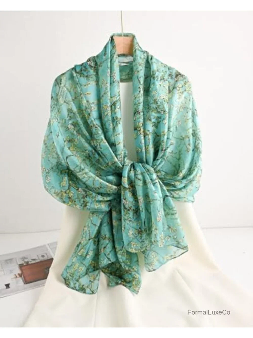 Extra Large 100% Mulberry Silk Floral Shawl Wrap Scarf